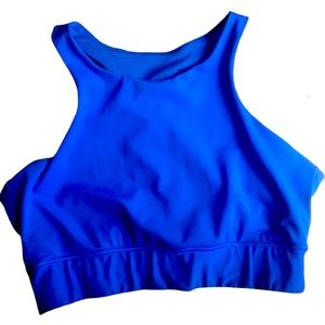 Athleta Blue High Neck Bra Sz Medium Sports Workout Activewear  Gym Wide Straps